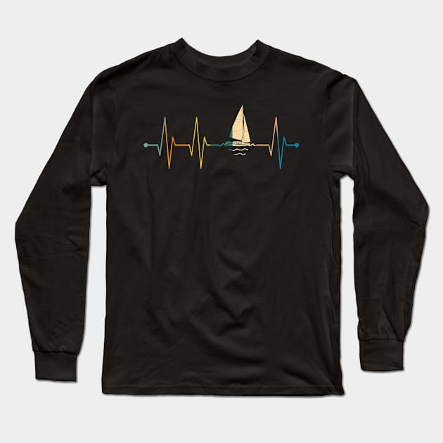 Heartbeat Sailing Captains Sailors Boats Owners Long Sleeve T-Shirt by Funnyawesomedesigns